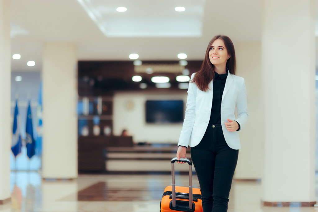 woman with her luggage