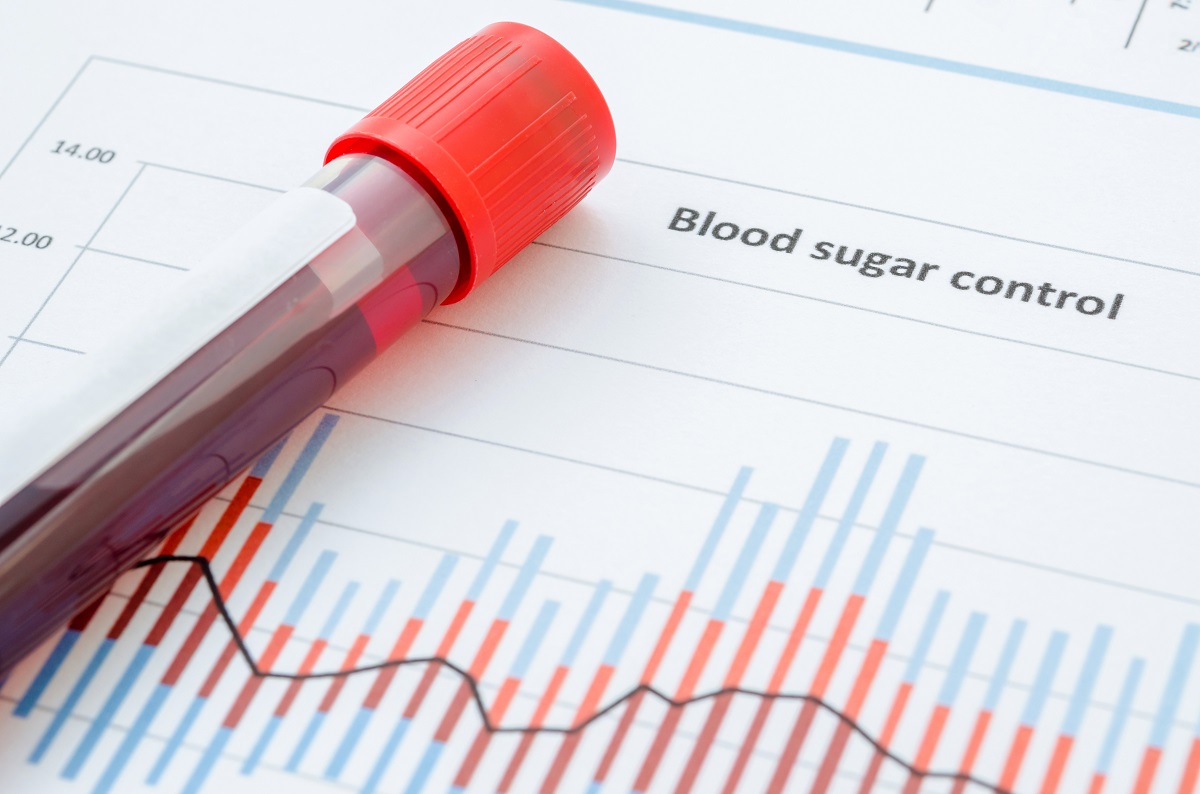 blood tube on top of blood sugar control chart